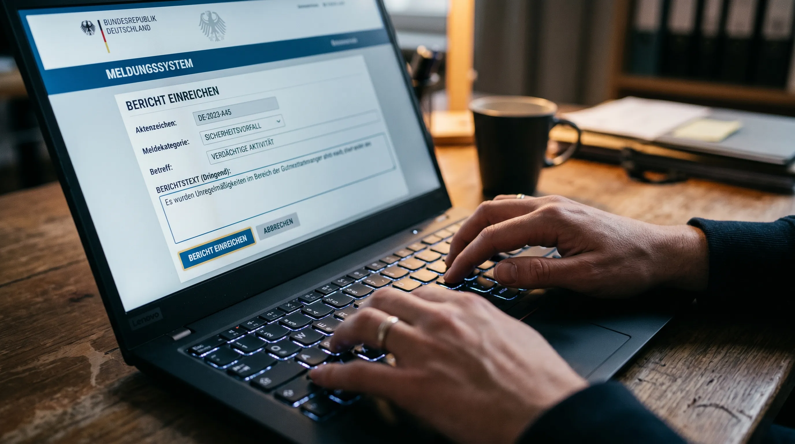 Screenshot des goAML-Portals der FIU – elektronische Verdachtsmeldung für Steuerberater