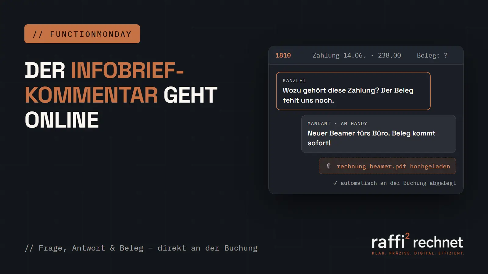 Infobriefkommentar online: Rückfrage und Mandanten-Antwort direkt an der Buchung in der hmd.fibu